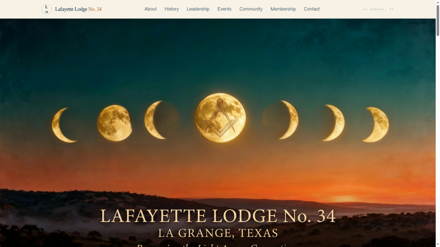 Lafayette Lodge No. 34 — desktop hero