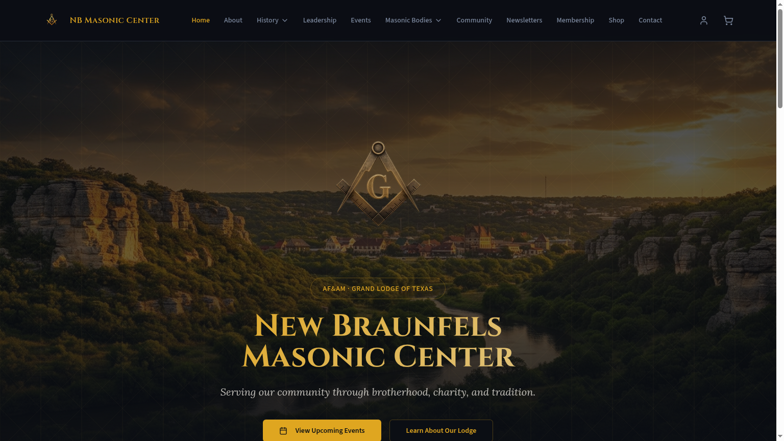 New Braunfels Masonic Center — desktop hero